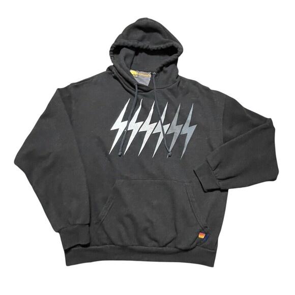 Aviator Nation Sweatshirt Women Large Black Lightning Bolt Hoodie USA Adult RARE - Picture 1 of 8